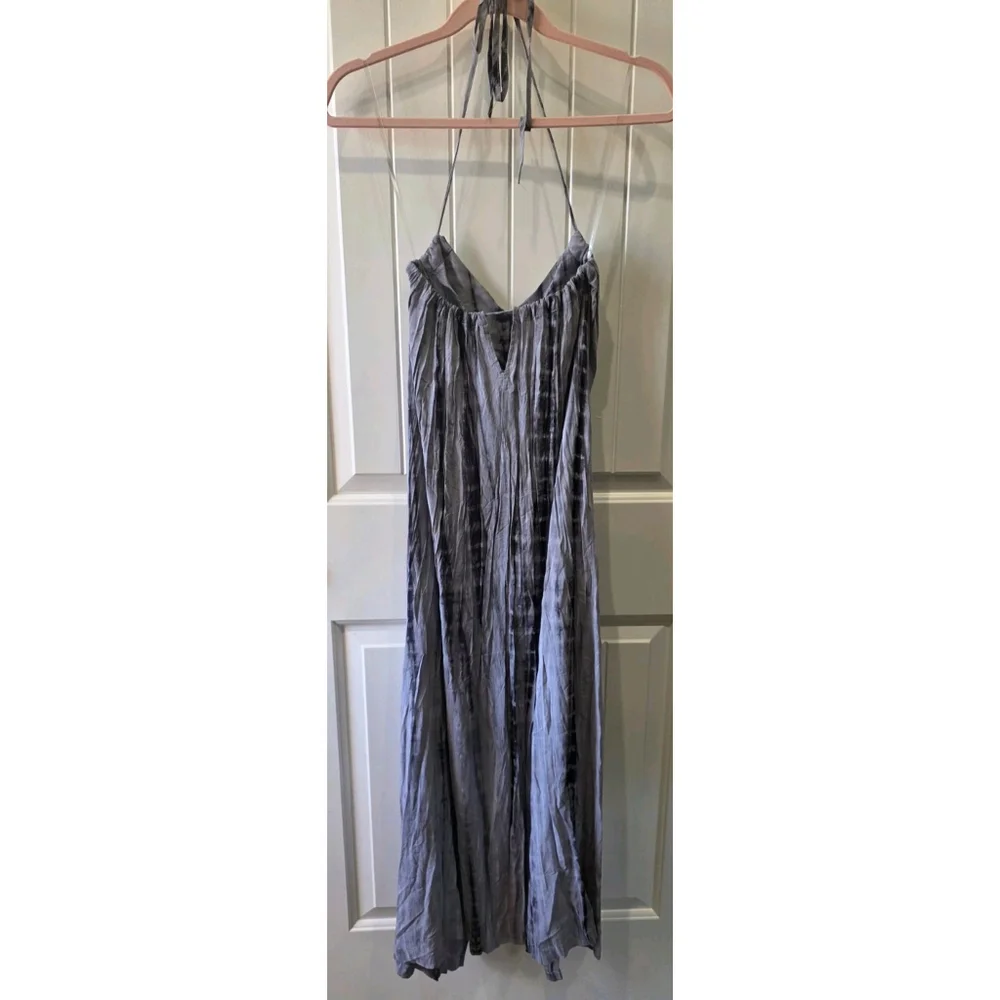 POL Halter Neck Adjustable Tie Dye Midi Dress Size Small NWOT Flowy Keyhole Back